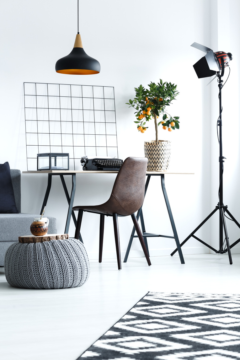 Home interior with simple desk